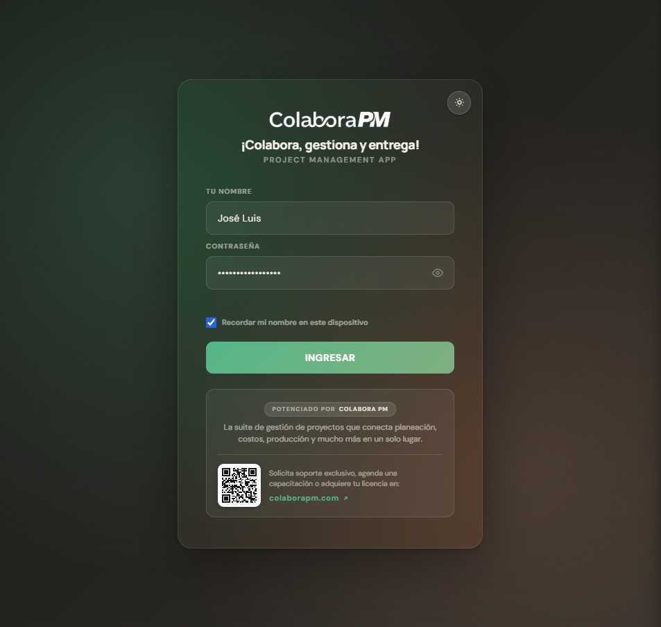 ColaboraPM — Pantalla de acceso